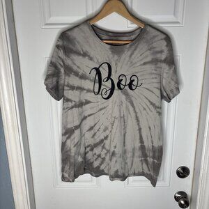 CELEBRATE! HALLOWEEN WOMEN'S TIE DYED GRAPHIC PRINT T-SHIRT GREY SIZE XL #4056